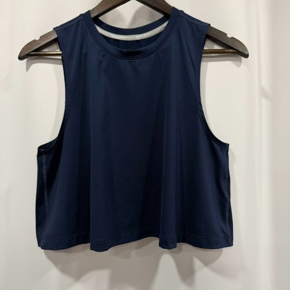 Nike Pro Women's Small Crop Top Navy Blue Dri-Fit Tank Top Athletic 664
